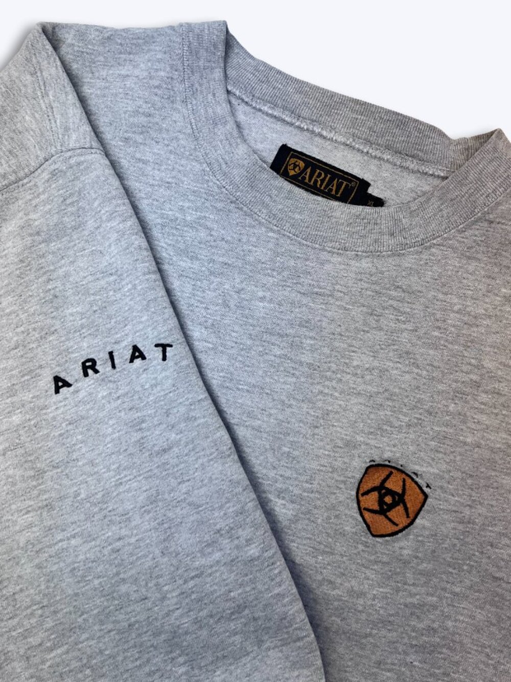 Ariat Men Gray Embroidered Logo Crewneck Sweatshirt XL Workwear Western Pullover